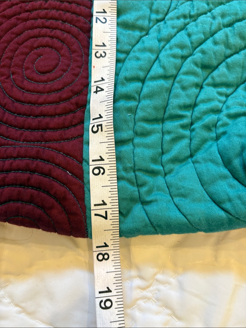 Upcycled Quilted Patchwork Shoulder Bag in Teal & Burgundy - Picture 4 of 5